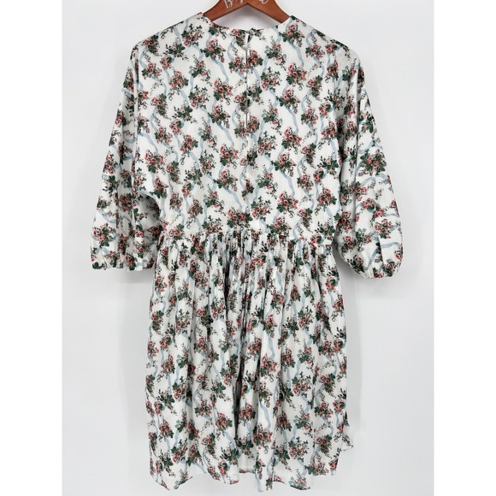 Emilia Wickstead Molly Dress Mini Floral Roses Ribbon Cotton Pink Blue 6 - Picture 5 of 14